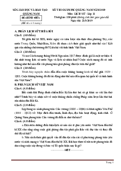 Đề Thi Olimpic môn Lịch Sử 11 Sở GD&ĐT Quảng Nam 2019 (Có đáp án)