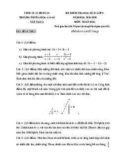 Đề thi HK2 Toán 8 năm 2019 – 2020 trường THCS Tân Tạo A – TP HCM