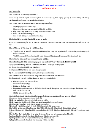 Đề cương ôn tập môn KHTN 6 giữa HK1 (có đáp án)