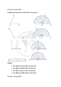 Bài 20: Toán lớp 4 trang 46, 47, 48, 49 Đơn vị đo góc. Độ Cánh diều
