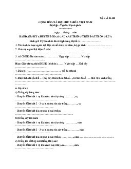 Mẫu bản đăng ký chuyển đổi cơ cấu cây trồng trên đất trồng lúa mới nhất 2024