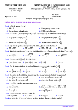 Đề thi HK1 Toán 10 năm 2019 – 2020 trường THPT Vinh Lộc – TT Huế
