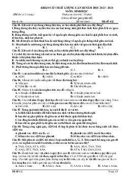 Đề thi thử THPT Quốc gia năm 2024 lần 3 môn Sinh học trường THPT Đội Cấn, Vĩnh Phúc - Mã đề 412