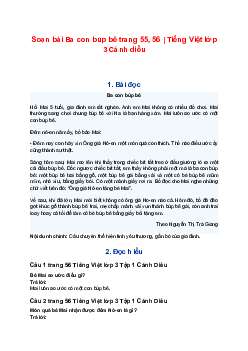 Soạn bài Ba con búp bê trang 55, 56 | Tiếng Việt lớp 3 Cánh diều