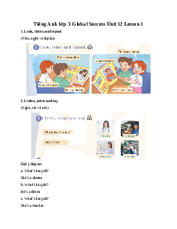 Tiếng Anh lớp 3 Global Success Unit 12 Lesson 1