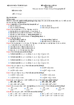 Đề kiểm tra minh họa Toán 10 Bộ Giáo dục và Đào tạo (có đáp án)