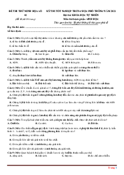 Đề thi thử tốt nghiệp THPT 2021 môn sinh học bám sát đề minh họa số 2 (có đáp án và lời giải chi tiết)