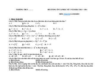 Đề cương ôn tập học kì 1 môn Toán 8 sách Cánh diều