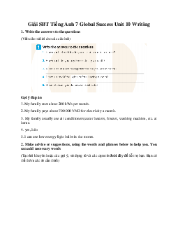 Giải SBT Tiếng Anh 7 Global Success Unit 10 Writing