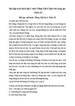 Bài tập cuối tuần lớp 2 môn Tiếng Việt Chân trời sáng tạo - Tuần 33