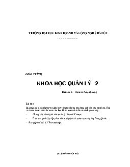 Giáo trình môn Khoa học quản lý 2 | Đại học Kinh doanh và công nghệ Hà Nội