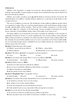 PASSAGE 26_Theme 1. Environment and Nature (Môi trường và thế giới tự nhiên)