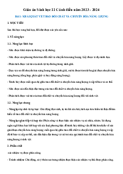 Giáo án Sinh học 11 Cánh diều