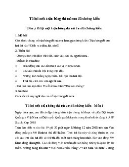 Văn mẫu lớp 6: Tả lại một trận bóng đá mà em đã chứng kiến (9 mẫu) | Cánh diều