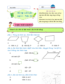 Giải Bài tập cuối tuần lớp 4 môn Toán Chân trời sáng tạo - Tuần 24
