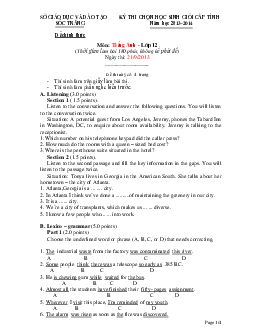 Đề thi chọn học sinh giỏi lớp 12 THPT tỉnh Sóc Trăng môn Tiếng Anh năm học 2013-2014