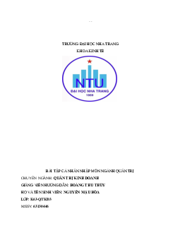 Bài tập cá nhân nhập môn ngành quản trị | Trường đại học Nha Trang