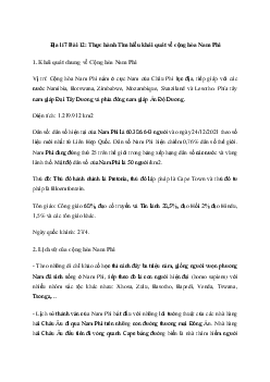 Giải Địa lí 7 Bài 12: Thực hành Tìm hiểu khái quát về cộng hòa Nam Phi | Cánh diều