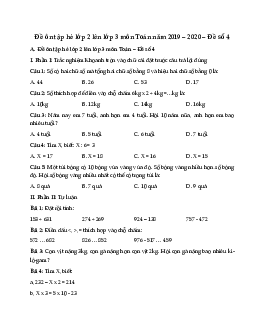 Đề ôn tập hè lớp 2 lên lớp 3 môn Toán năm 2019 - 2020 - Đề số 4