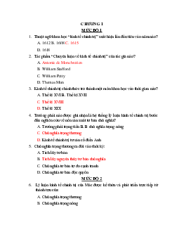 Đề cương câu hỏi trắc nghiệm môn Kinh tế chính trị Mác - Lenin theo từng chương và mức độ có đáp án