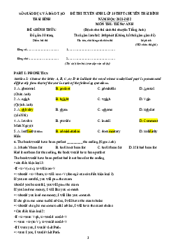 Đề thi Tuyển sinh vào lớp 10 THPT Chuyên Thái Bình năm 2021-2022