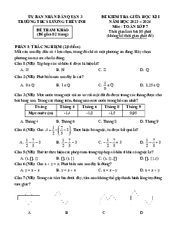 Đề tham khảo giữa kỳ 1 Toán 7 năm 2023 – 2024 trường THCS Lương Thế Vinh – TP HCM
