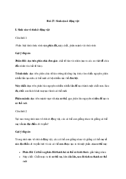 Giải Sinh học 11 Bài 27: Sinh sản ở động vật| Kết nối tri thức