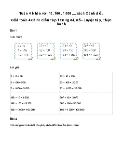 Giải Toán lớp 4 Bài 36: Nhân với 10, 100, 1 000 | Cánh diều