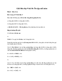 Giải Hóa 9 Bài 56: Ôn tập cuối năm