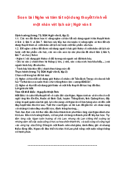 Soạn bài Nghe và tóm tắt nội dung thuyết trình về một nhân vật lịch sử | Ngữ văn 8 sách Cánh Diều