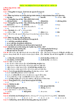 TOP 100 câu trắc nghiệm ôn tập hóa 10 chân trời sáng tạo học kỳ 2 (có đáp án)