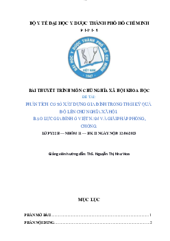 Tiểu luận môn Chủ nghĩa xã hội khoa học đề tài "Phân tích cơ sở xây dựng gia đình trong thời kỳ quá độ lên chủ nghĩa xã hội. Bạo lực gia đình ở Việt Nam và giải pháp"