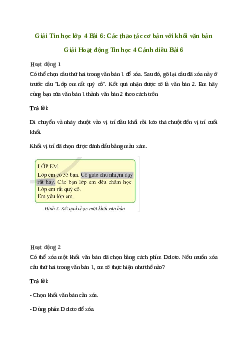 Giải Tin học lớp 4 Bài 6: Các thao tác cơ bản với khối văn bản| Cánh diều
