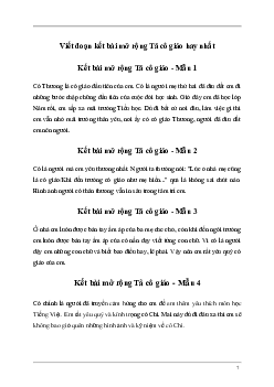 Kết bài mở rộng Tả cô giáo (9 mẫu) | Tập làm văn lớp 5