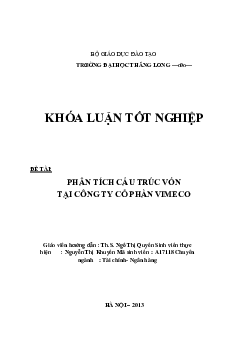 Khóa luận tốt nghiệp: Phân tích cấu trúc vốn tại Công ty Cổ phần Vimeco