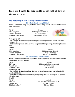 Toán lớp 2 bài 9: Bài toán về thêm, bớt một số đơn vị  | Kết nối tri thức