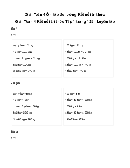 Giải Toán lớp 4 Bài 36: Ôn tập đo lường | Kết nối tri thức