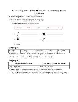 SBT Tiếng Anh 7 Cánh Diều Unit 7 Vocabulary Focus Extension