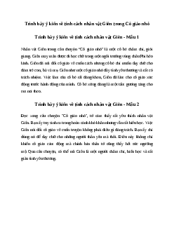 Trình bày ý kiến về tính cách nhân vật Giên trong Cô giáo nhỏ | Văn mẫu Tiếng việt 10| Cánh diều