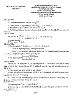 Đề vào lớp 10 môn Toán (chung) năm 2022 – 2023 trường chuyên Lê Hồng Phong – Nam Định