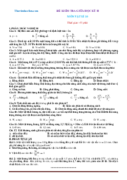 Đề thi giữa học kỳ 2 vật lí 10 có đáp án