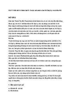 Sử 11 Kết nối tri thức bài 9: Cuộc cải cách của Hồ Quý Ly và triều Hồ