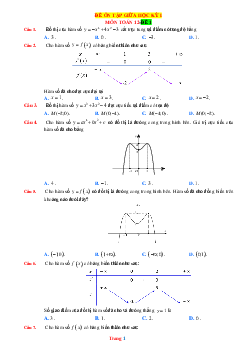 Top 10 đề thi giữa học kỳ 1 toán 12 năm 2023-2024 ( Có lời giải chi tiết )