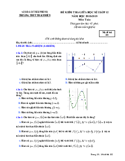 Đề kiểm tra giữa học kỳ 1 Toán 12 năm 2018 – 2019 trường THPT Thái Phiên – Hải Phòng12