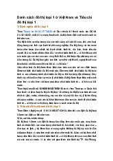 Danh sách đô thị loại 1 ở Việt Nam và Tiêu chí đô thị loại 1