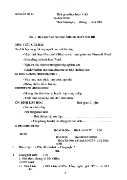 Giáo án Tin học văn phòng