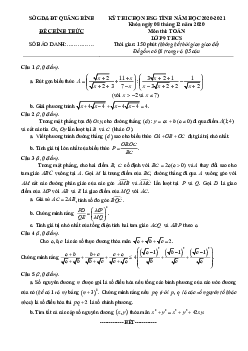 Đề thi HSG tỉnh Toán 9 năm học 2020 – 2021 sở GD&ĐT Quảng Bình