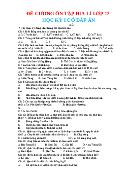 Đề cương ôn thi Địa lí 12 học kì 1 (có đáp án)