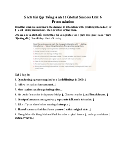 Giải Unit 6 Pronunciation | Sách bài tập Tiếng Anh 11 Global Success