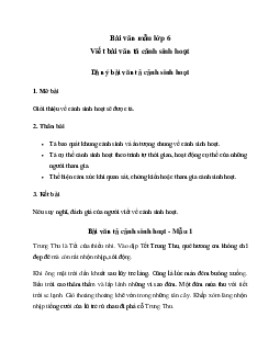 Văn mẫu lớp 6: Viết bài văn tả cảnh sinh hoạt - Chân Trời Sáng Tạo